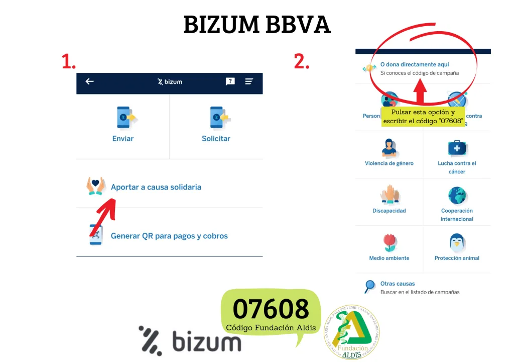 Pasos para donar por Bizum desde BBVA