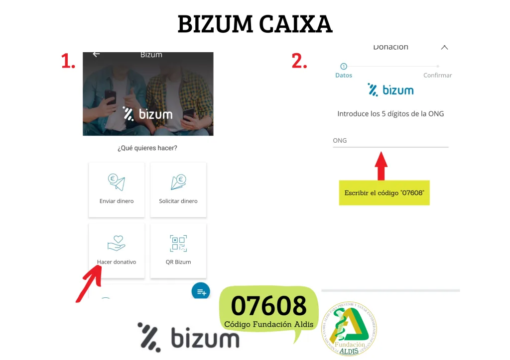 Pasos para donar por Bizum desde CaixaBank
